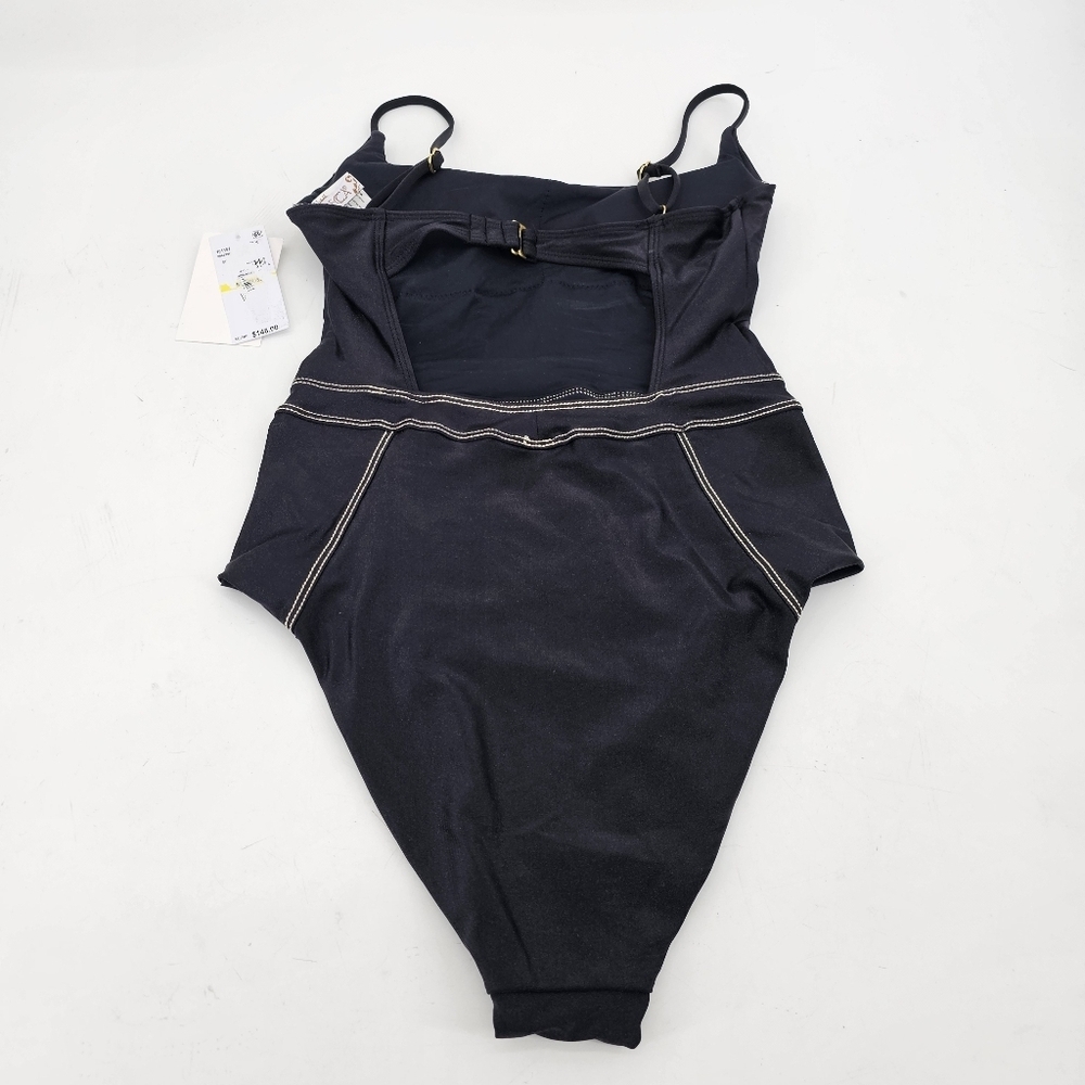 Becca Women's Black Color Sheen Corset-Seamed One-Piece Swimsuit Medium - Picture 4 of 7